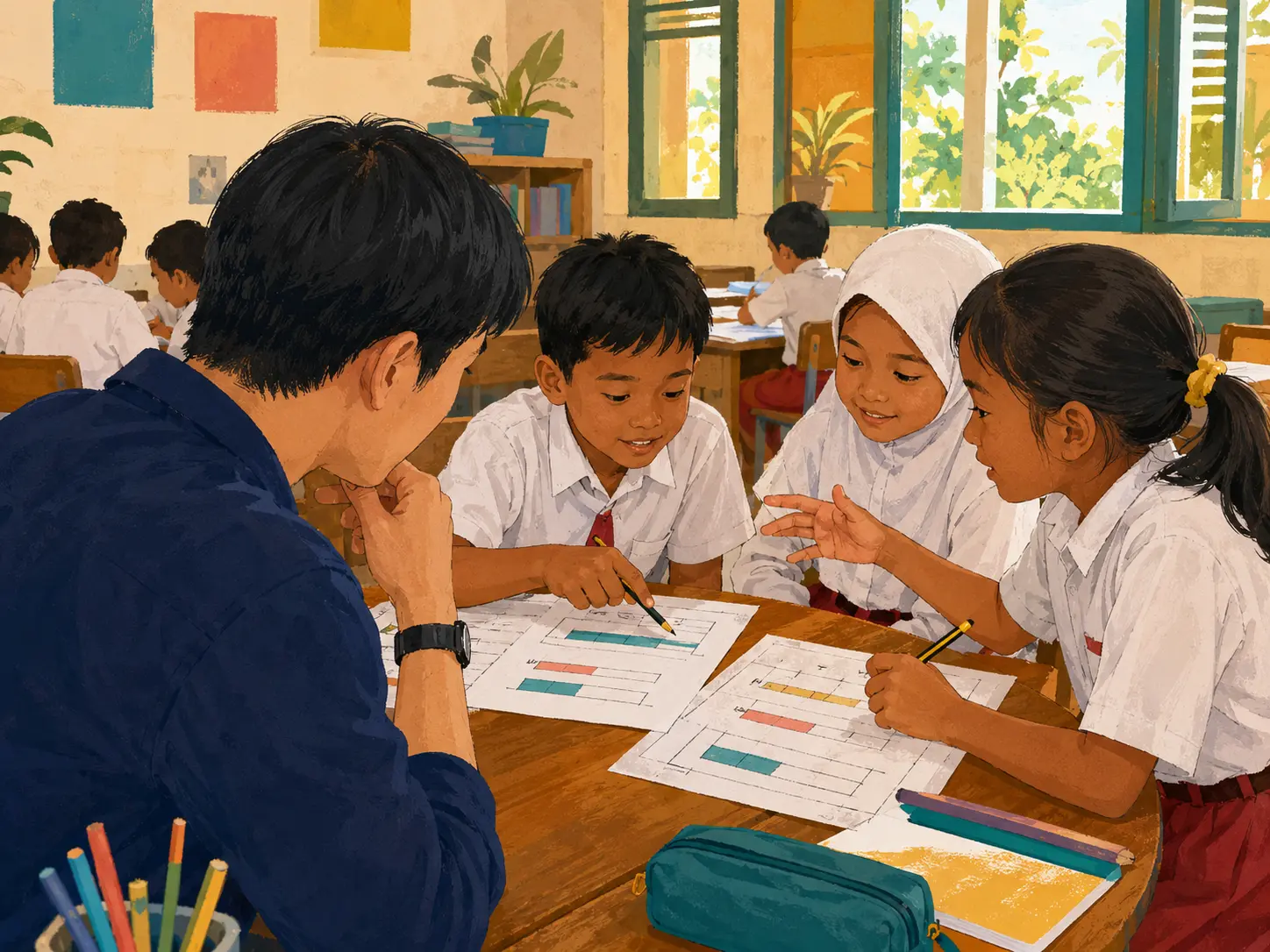 Pendidik Jepang mengamati cara siswa Indonesia belajar matematika
